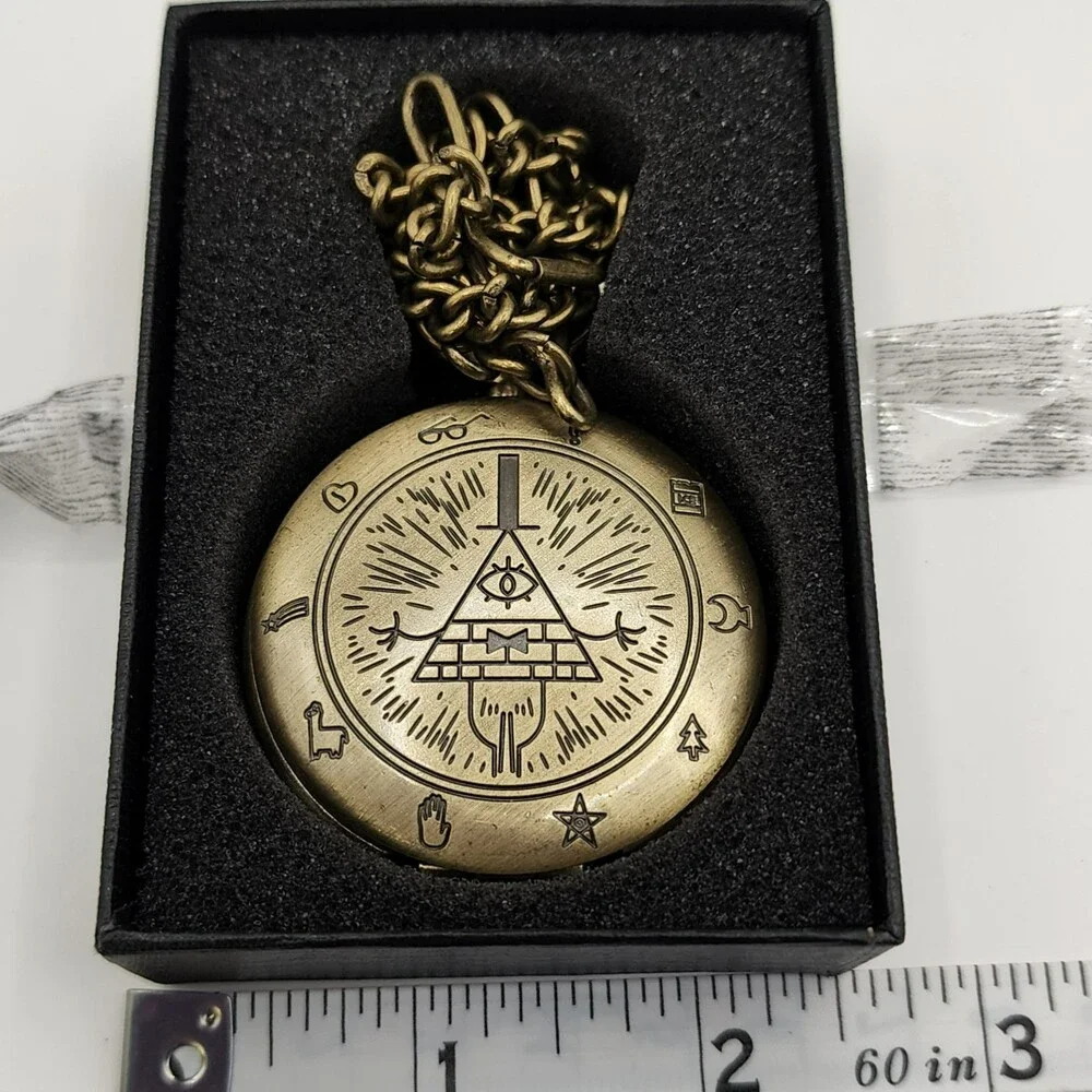 Boshiya Gravity Falls Bill Cipher Zodiac Bronze Quartz Pocket Watch NWT